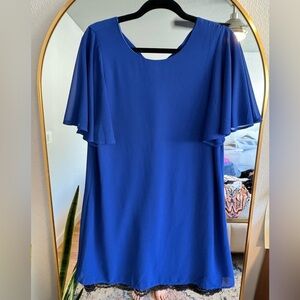 Blue Dress with black lace details, Medium